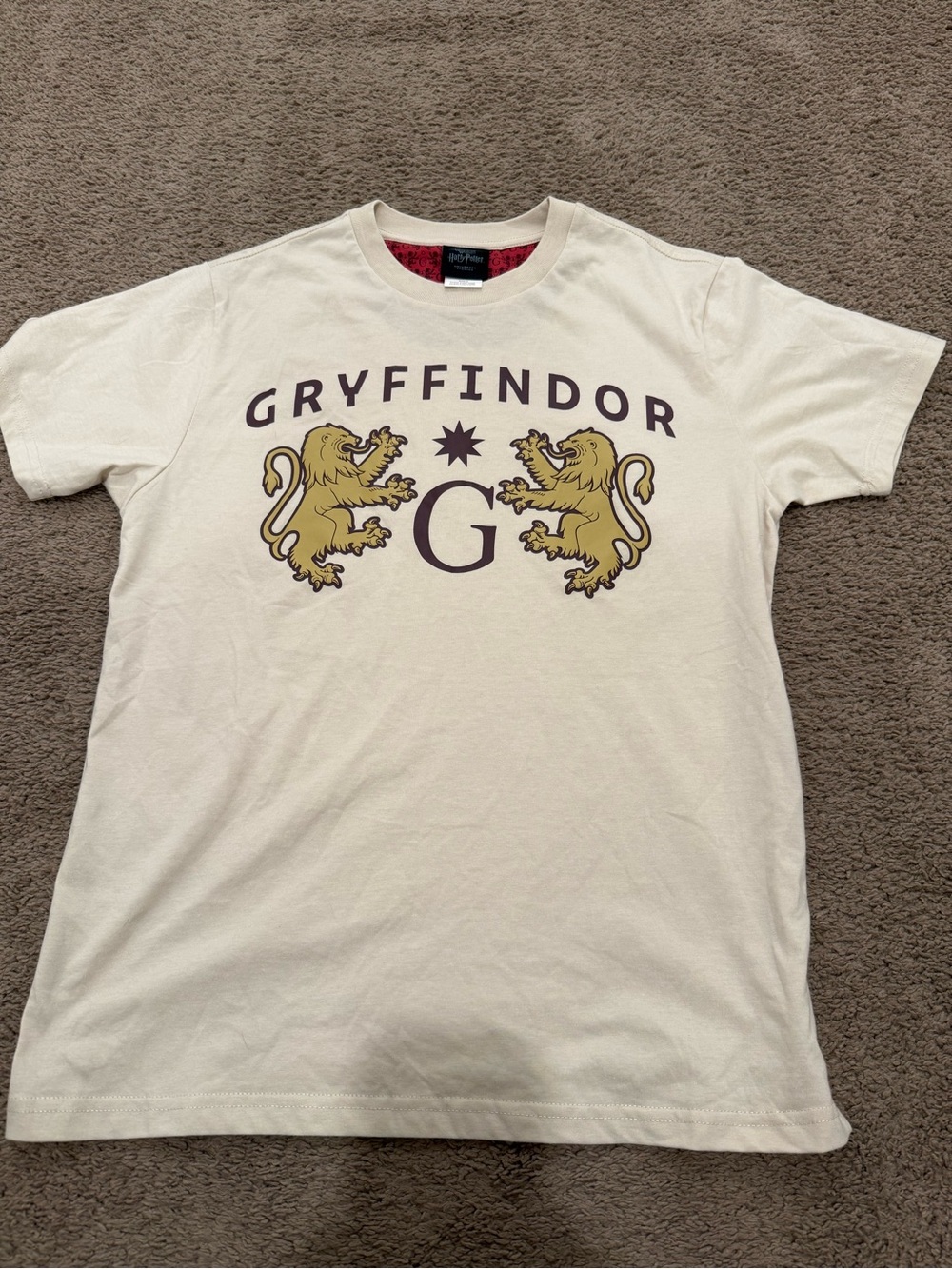 Gryffindor Crest Short Sleeve Tee - Cream with Gold Lions